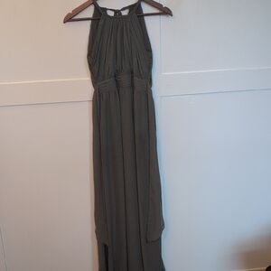 Birdy Grey Halter Maxi Dress in Dark Olive